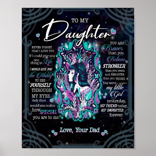 Daughter Gifts  Letter To My Daughter From Dad Poster