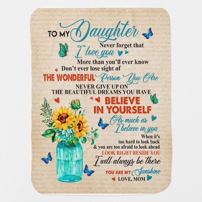 Daughter Gifts | Letter To My Daughter From Mom Baby Blanket (Front)