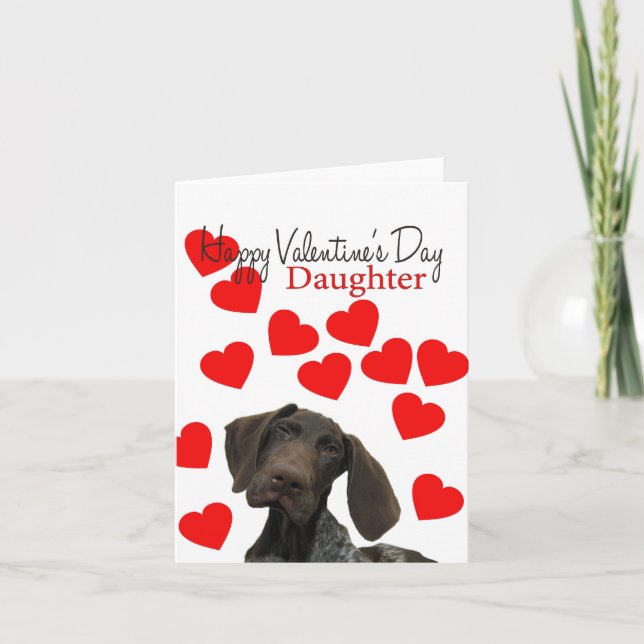 Daughter Glossy Grizzly Valentine Puppy Love Holiday Card (Front)