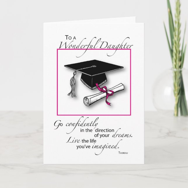 Daughter Graduation Pink Black Card (Front)