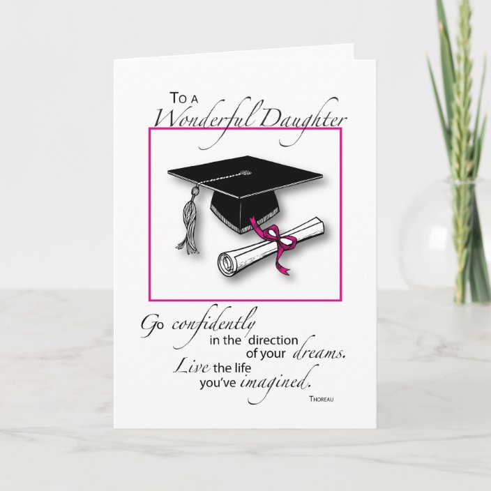 Daughter Graduation Pink Black Card Zazzle