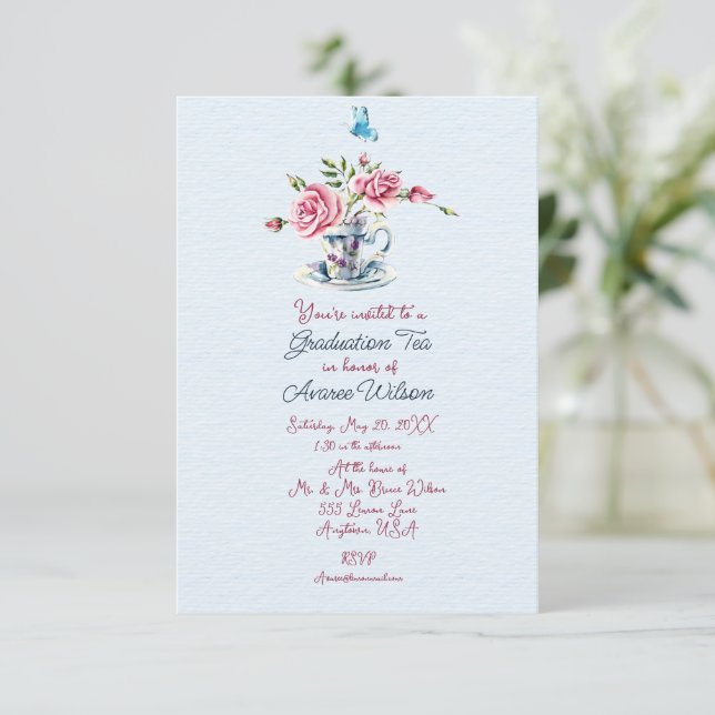 Daughter Graduation Tea Celebration Invitation (Standing Front)