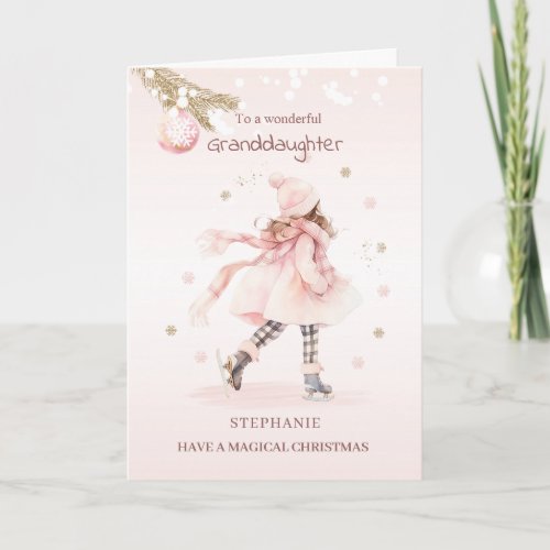 DaughterGranddaughter Pink Christmas Little Girl  Holiday Card