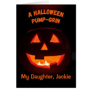 Daughter Halloween Add a Name Cute Jack o' Lantern Cards