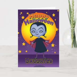 daughter halloween card with little vampire card
