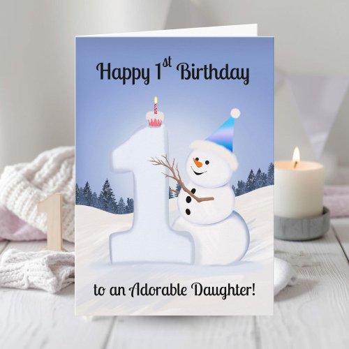 Daughter Happy 1st Birthday Snowman Building
