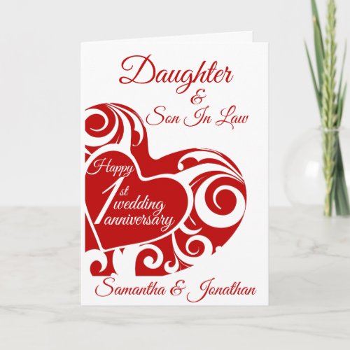 Daughter Happy 1st Wedding Anniversary Card