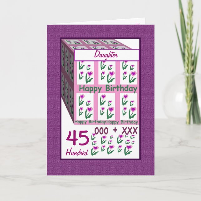 DAUGHTER - Happy 45th Birthday Card (Front)