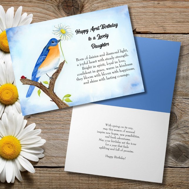 Daughter Happy April Birthday with Bluebird Card (Creator Uploaded)