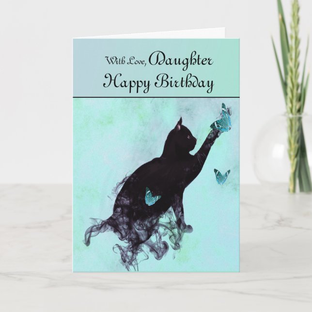 Daughter / Happy Birthday - Cat Silhouette Card (Front)