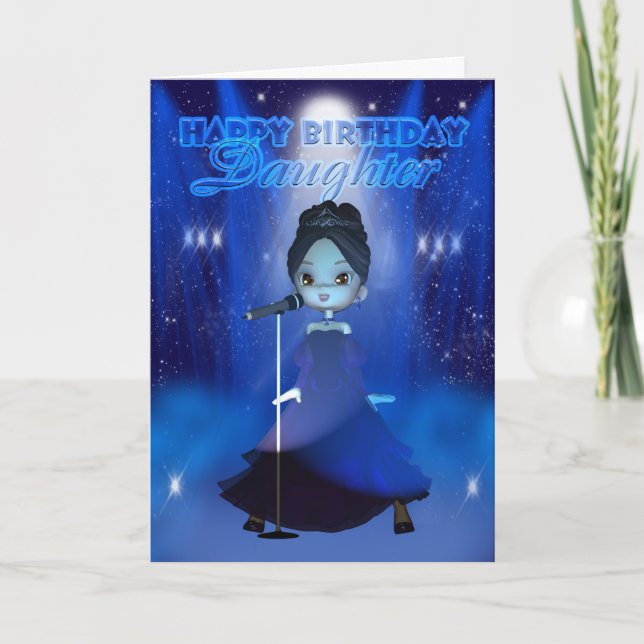 Daughter Happy Birthday Singing Deva Cute Card (Front)