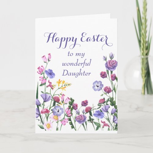 Daughter Happy Easter Colorful Garden Flowers Holiday Card
