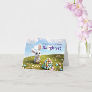 Daughter Happy Easter Cute White Easter Bunny Card