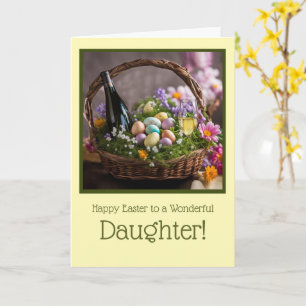 Daughter Happy Easter Funny with Wine and Easter Card