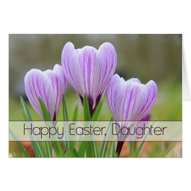 Daughter Happy Easter Purple crocuses Cards (Front Horizontal)