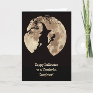 Daughter Happy Halloween Beautiful Witch and Raven Card