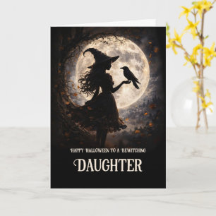 Daughter Happy Halloween Beautiful Witch and Raven Card