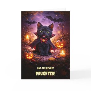 Daughter Happy Halloween Cute Kitten Cat Vampire  Card