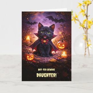 Daughter Happy Halloween Cute Kitten Cat Vampire  Card