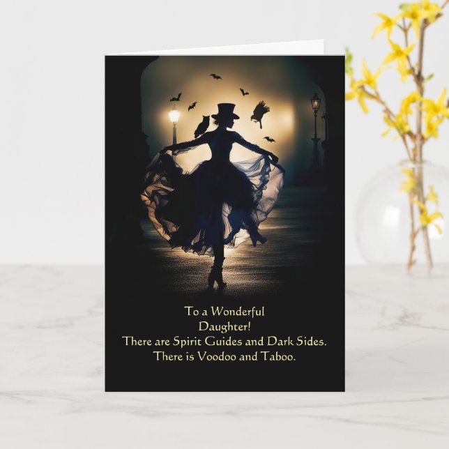 Daughter Happy Halloween Witch Voodoo  Card (Yellow Flower)