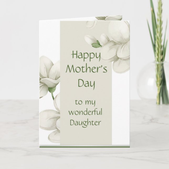 Daughter Happy Mother's Day White Flowers Floral  Holiday Card (Front)
