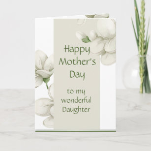 Daughter Happy Mother's Day White Flowers Floral  Holiday Card