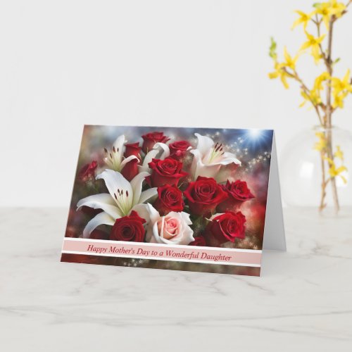 Daughter Happy Mothers Day with Bouquet of Flower  Card