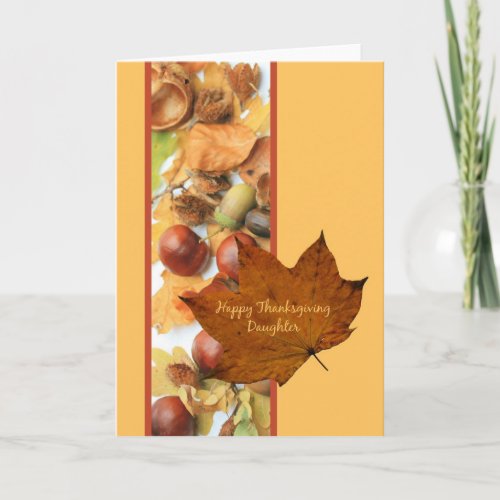 Daughter happy thanksgiving  maple leaf ard holiday card