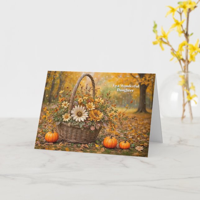 Daughter Happy Thanksgiving with a Basket Flowers Card (Yellow Flower)