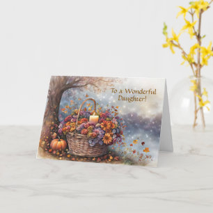 Daughter Happy Thanksgiving with Basket of Fall Card