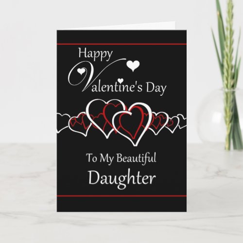 Daughter Happy Valentines Day  Heart Silhouettes Holiday Card
