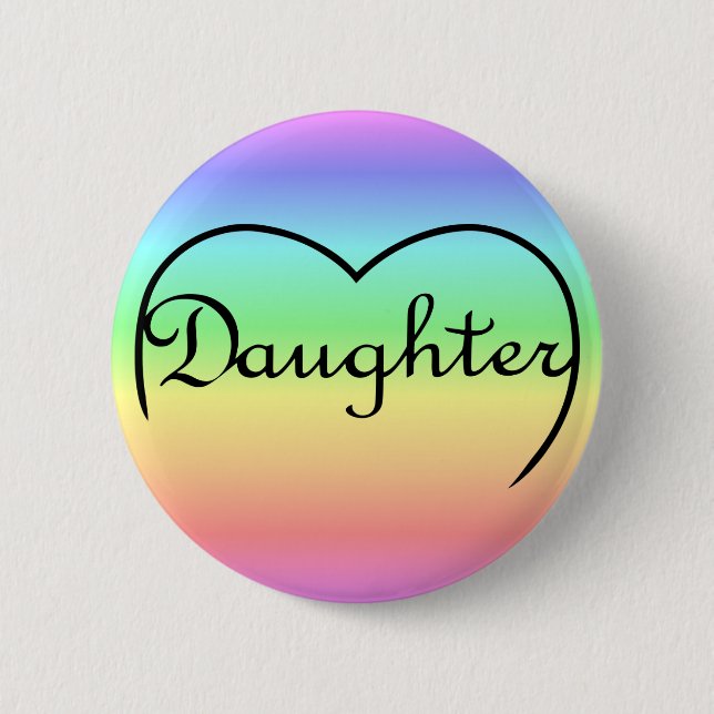 daughter heart rainbow button (Front)
