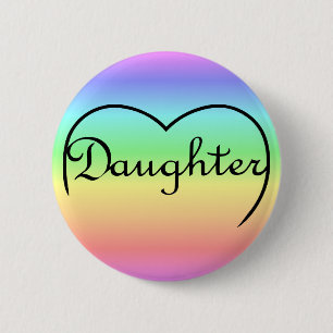 daughter heart rainbow button