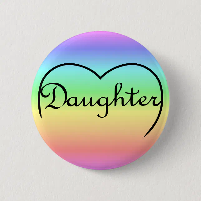 daughter heart rainbow button | Zazzle