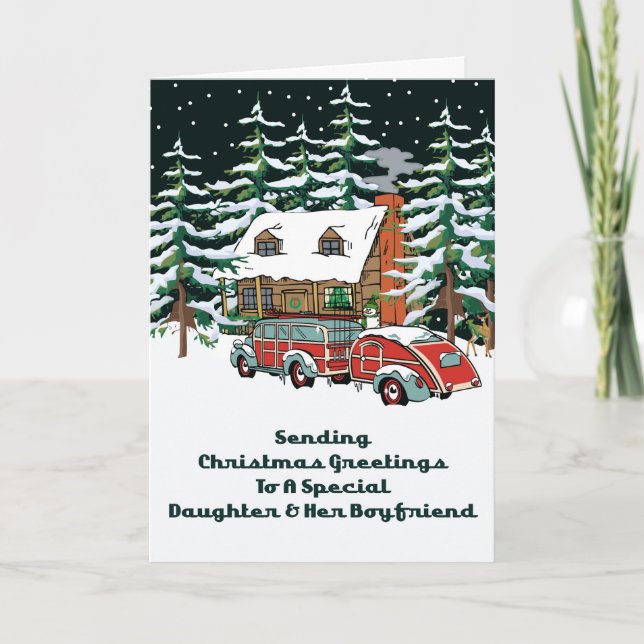 Daughter & Her Boyfriend Christmas Greetings Holiday Card (Front)