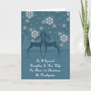 Daughter & Her Wife Reindeer Christmas Holiday Card by freespiritdesigns at Zazzle