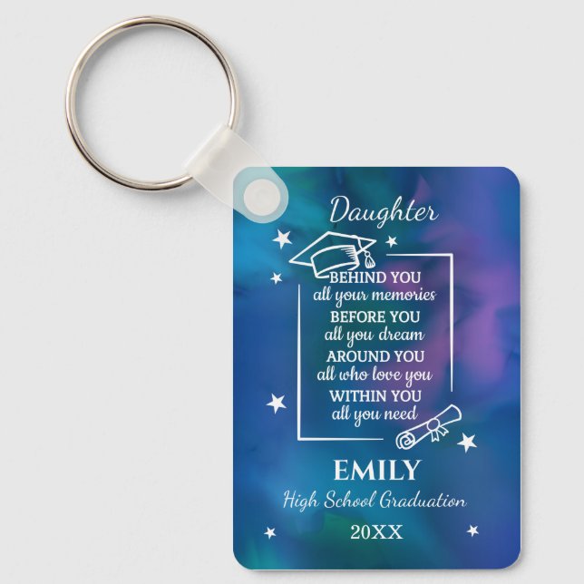Daughter High School Graduation Name Year  Keychain (Front)