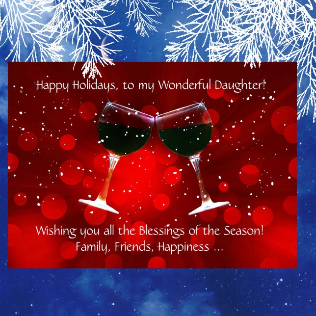 Daughter Holiday Funny Wine  Card (Creator Uploaded)