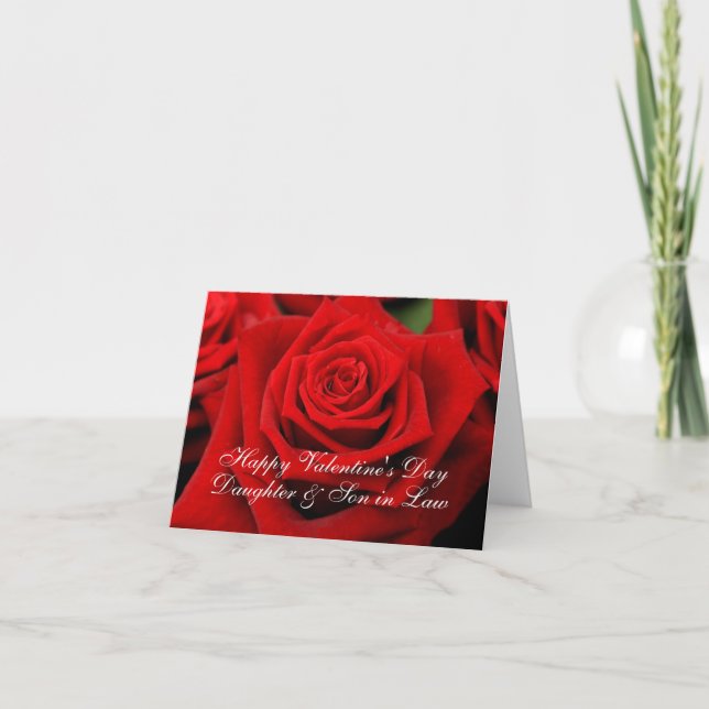 Daughter & Husband Happy Valentine's Day Roses Holiday Card (Front)