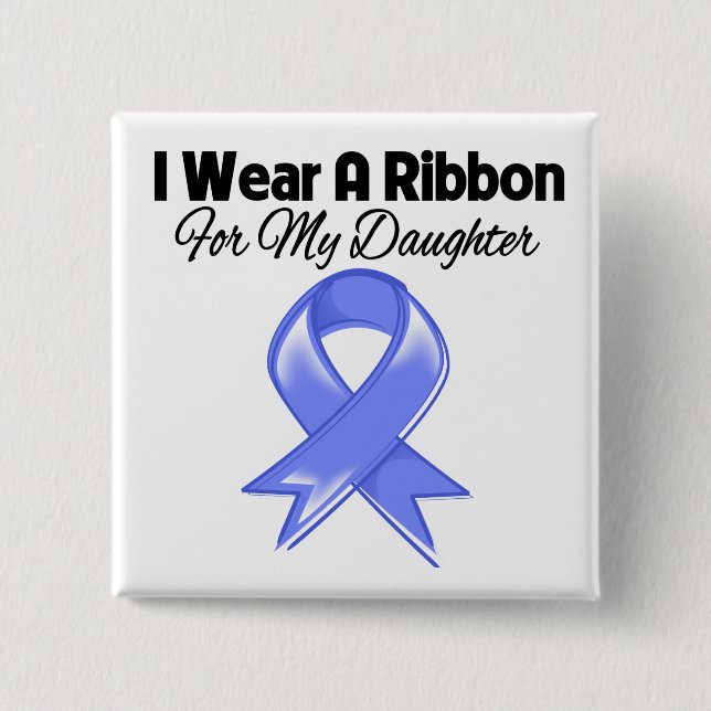 Daughter  - I Wear Periwinkle Ribbon Pinback Button (Front)