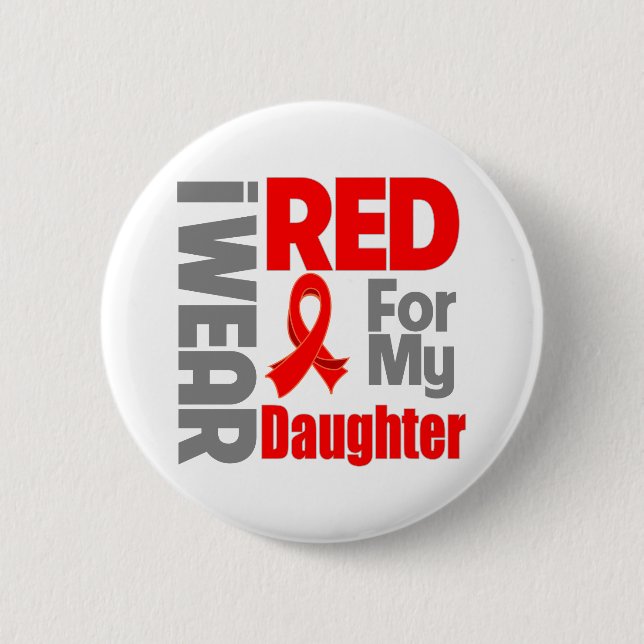Daughter - I Wear Red Ribbon Button (Front)