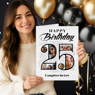 Daughter In Law 25th Birthday Floral Number Card