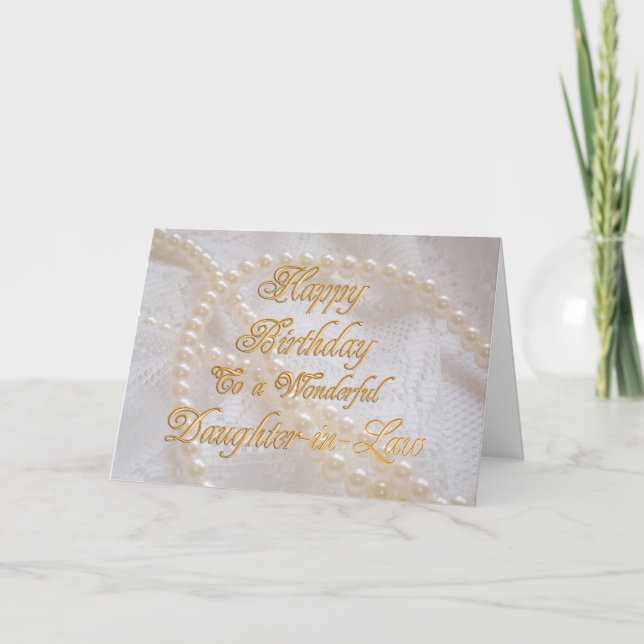 Daughter-in-Law, a birthday card with pearls (Front)