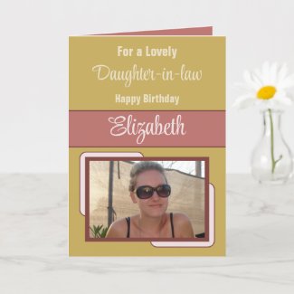 Daughter-in-law add name photo gold pink birthday