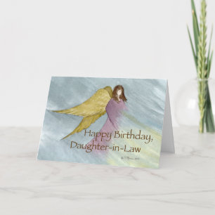 Daughter-in-Law Angel Birthday Blue Card