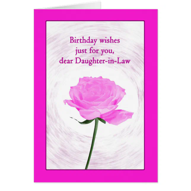 Daughter In Law Birthday Beautiful Pink Rose Zazzle 2629