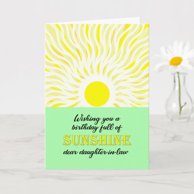 Daughter in Law  Birthday Bright Sunshine Card (Small Plant)