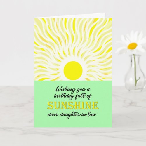 Daughter in Law  Birthday Bright Sunshine Card