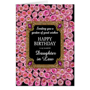 Daughter in Law Birthday Pink Daisies Cards