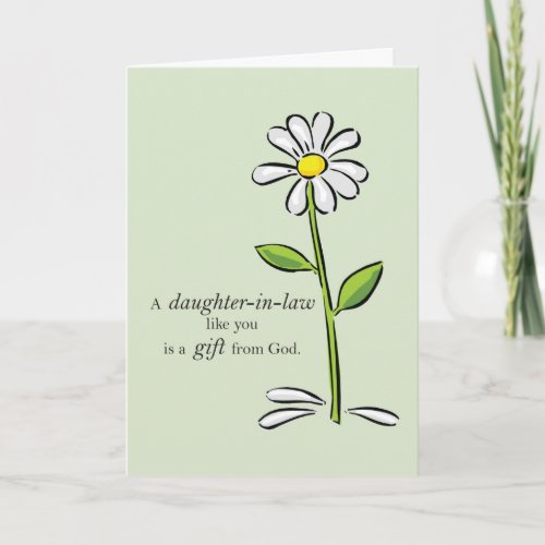 Daughter_in_Law Birthday Religious Green Daisy Card